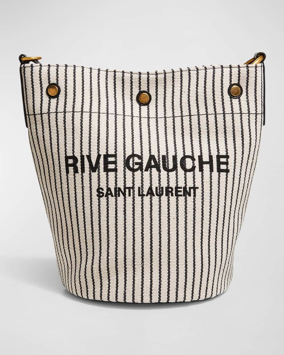 Saint Laurent Rive Gauche Striped Canvas Bucket Bag | Neiman Marcus