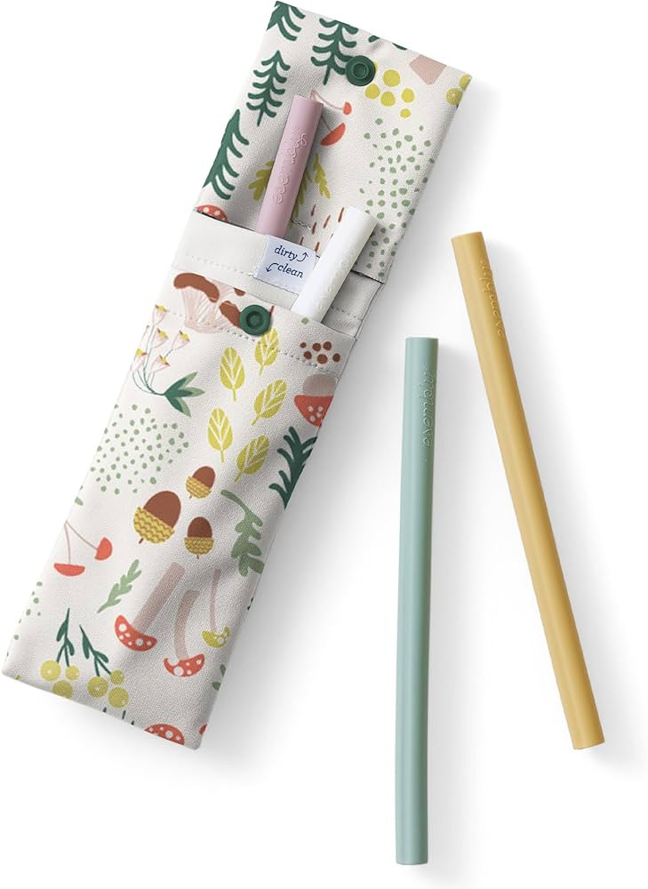 Esembly Sipper Set - Reusable Silicone Straws with Dual-Compartment Travel Pouch, Earth-Friendly,... | Amazon (US)