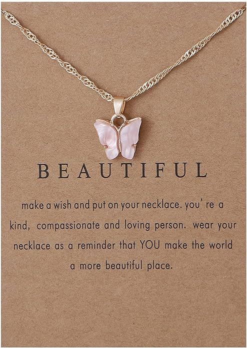 Colorful Acrylic Butterfly Pendant Necklace Bohemian Adjustable Retro Card Clavicle Chain Insect ... | Amazon (US)