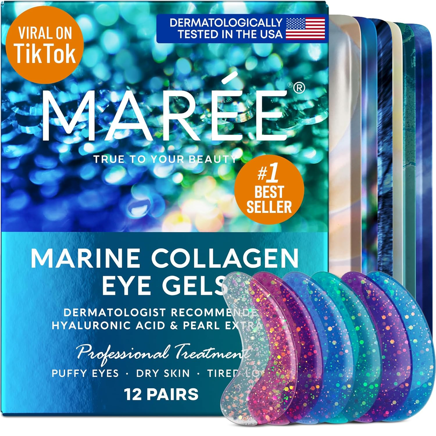 MAREE Eye Gels - Under Eye Patches for Puffy Eyes and Dark Circles with Natural Marine Collagen &... | Amazon (US)