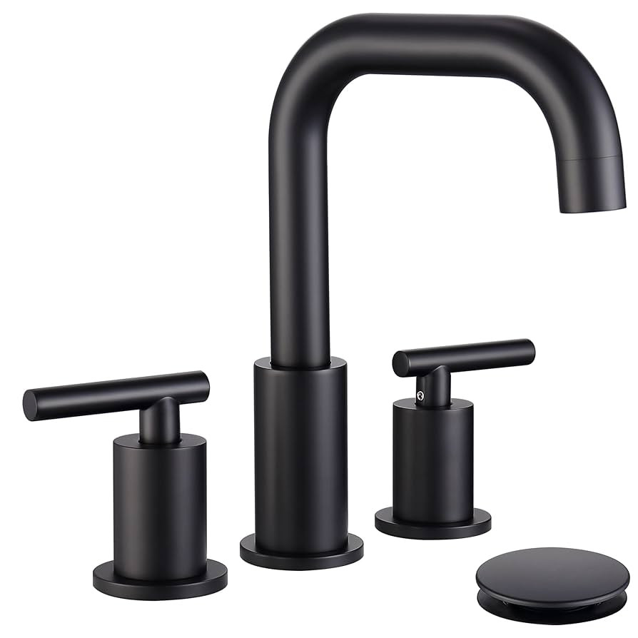Widespread Bathroom Faucet Matte Black, 8 inch 2 Handles 3 Hole Black Bathroom Faucet with Pop Up... | Amazon (US)