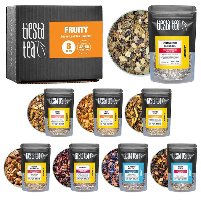 Tiesta Tea - Fruity Tea Sampler Dry Flight Set, Loose Leaf, No Caffeine, Makes Hot and Iced, Asso... | Amazon (US)