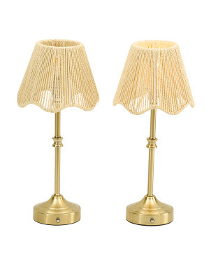 2pk 15.5in Rechargeable Metal Table Lamps With Rattan Shades | Lighting | Marshalls | Marshalls