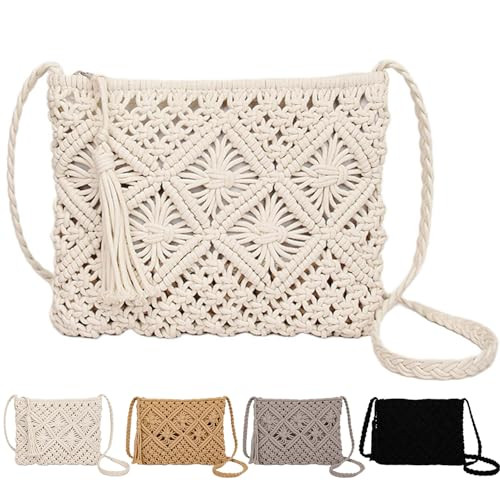 Peicees Crossbody Bag Purse For Women Bohemian Shoulder Bag Woven Crochet Purse For Summer Beach ... | Amazon (US)