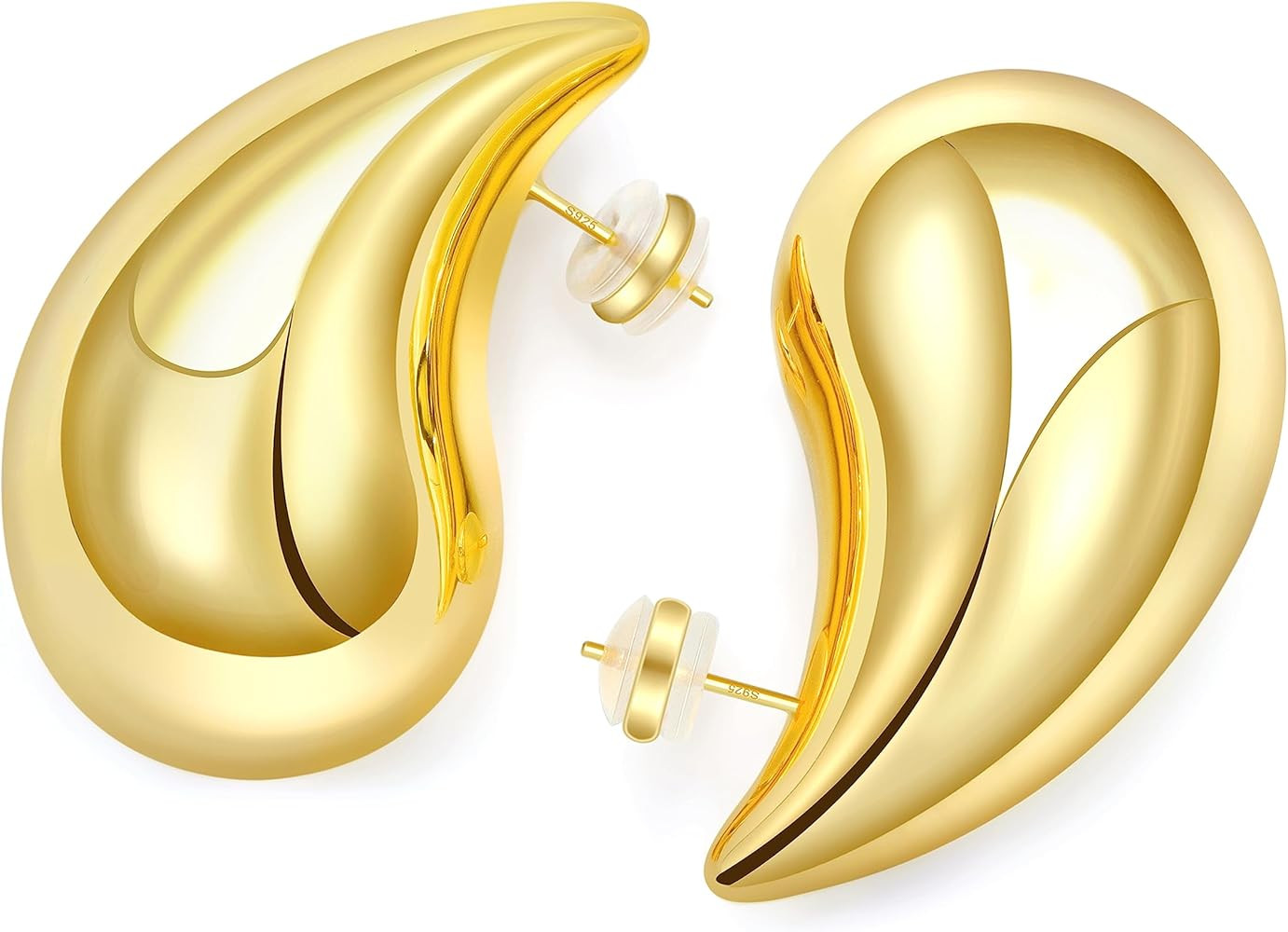 18K Gold Plated Teardrop Earrings Dupes for Women, Water Drop Earrings, 925 Sterling Silver Post ... | Amazon (US)