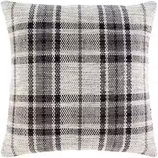 Home Decorators Collection Charcoal Gray Plaid 18 in. x 18 in. Square Decorative Throw Pillow S00... | The Home Depot