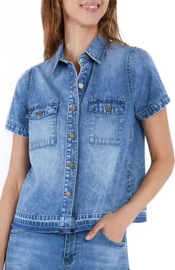 Wash Lab Denim Sara Short Sleeve Denim Shirt | Nordstrom | Nordstrom