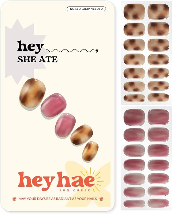 Heyhae Tiras de u\u00f1as de gel semicuradas | No necesita l\u00e1mpara LED | Verano, m\u00e1rmol... | Amazon (US)