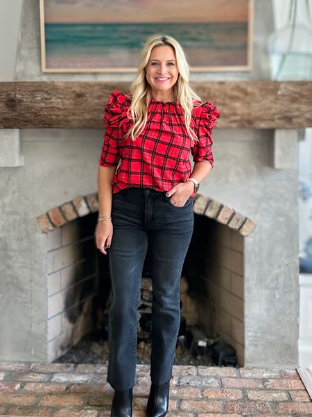 Mad about plaid! The holidays are coming and this top is so cute. Also comes in green. Perfect for any fall or holiday day. Wearing a small. Code FANCY15 for 15% off  

#LTKstyletip #LTKHoliday #LTKSeasonal