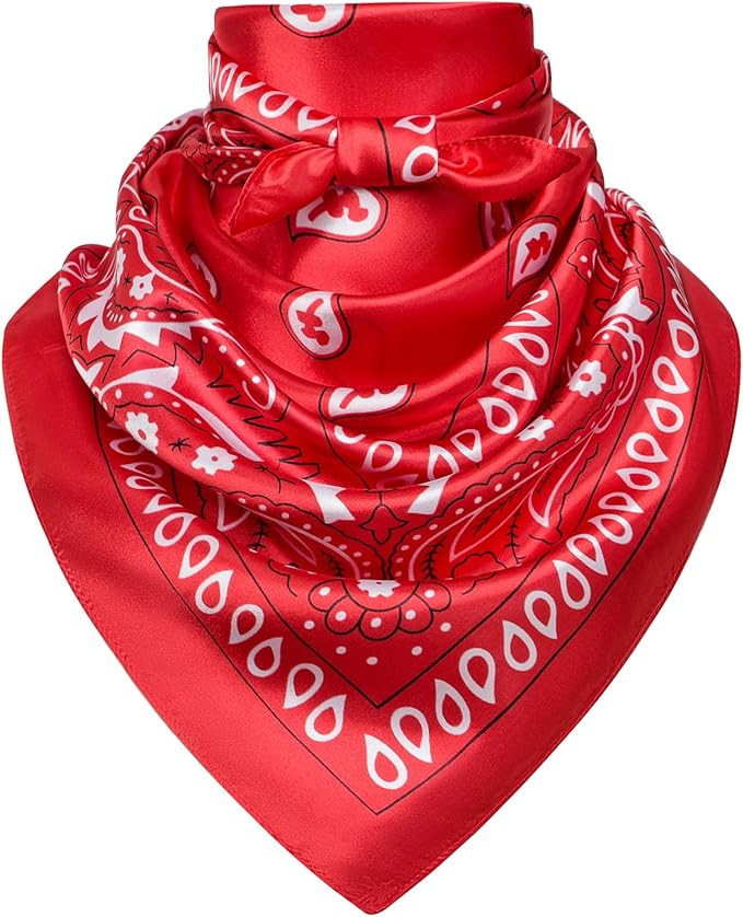 35" Men's Silk Cowboy Scarf - Oversized Western Bandana Neckwear, Large Square Scarf with Gift Pa... | Amazon (US)