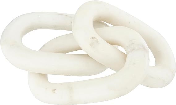 Bloomingville 13"L Decorative Marble Chain Link Figurine, White | Amazon (US)