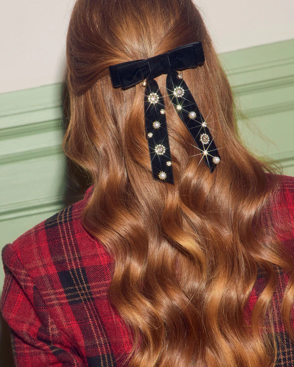 Valerie Velvet Embellished Hair Bow Clip | VICI