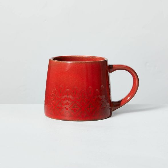 Etched Lace Pattern Stoneware Mugs Red - Hearth & Hand™ with Magnolia | Target