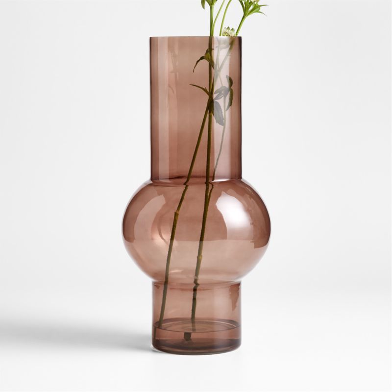 Smoke Brown Glass Squat Vase 17.3" | Crate & Barrel | Crate & Barrel