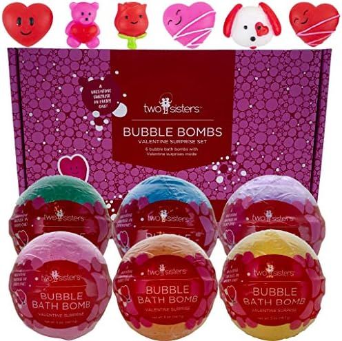 Valentine Squishy Bubble Bath Bombs for Kids with Surprise Squishy Toys Inside by Two Sisters. 6 ... | Amazon (US)