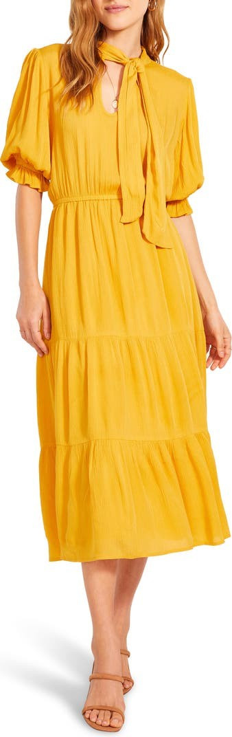 BB Dakota x Steve Madden Hidalgo Tie Front Crinkled Rayon Midi Dress | Nordstrom | Nordstrom