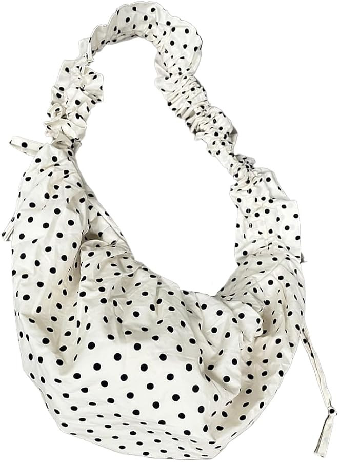 HTU Women Chic Underarm Bag Large Capacity Polka Dot Pleated Dumpling Bag All Matched Vintage Sma... | Amazon (UK)