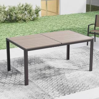 Sonkuki Rectangle Metal Outdoor Patio Dining Table with Durable HIPS Tabletop R-267-T - The Home ... | The Home Depot