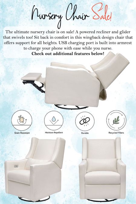 There is a reason this nursery chair is a favorite amongst parents! You will want to check out all the great reviews online for this. 

#nurserychair #nurseryfurniture #babynursery #reclinerglider #swivelchair #babysale #nurserysale #reclinersale #presidentsdaysale #sale #weekendsale #childrensroom #furniture #recliner #recliningchair #recliningchairfornursery #expectingmoms #nurserymusthaves #home

#LTKbaby #LTKSale #LTKsalealert