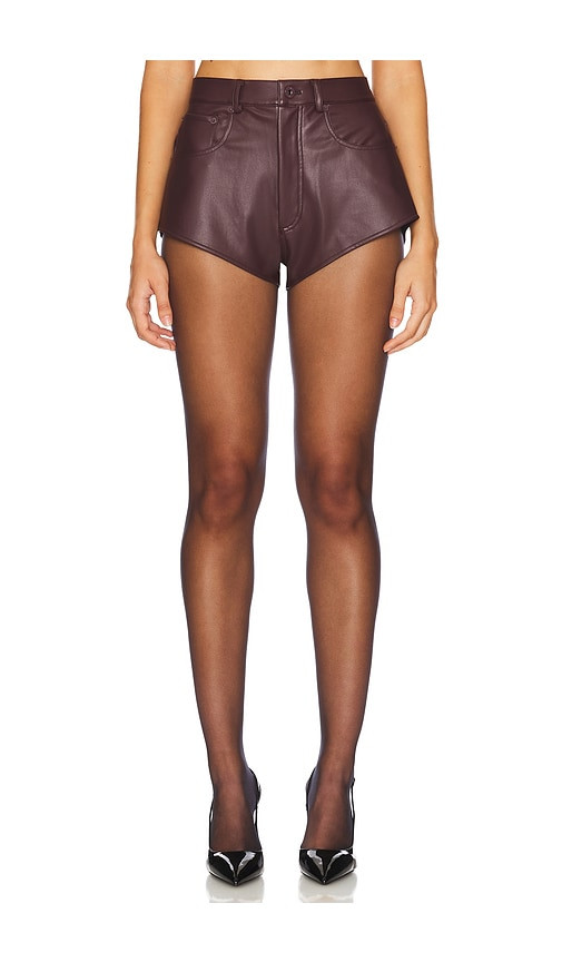 Lapointe Stretch Faux Leather Mini Short in Burgundy. - size 2 | Revolve Clothing (Global)