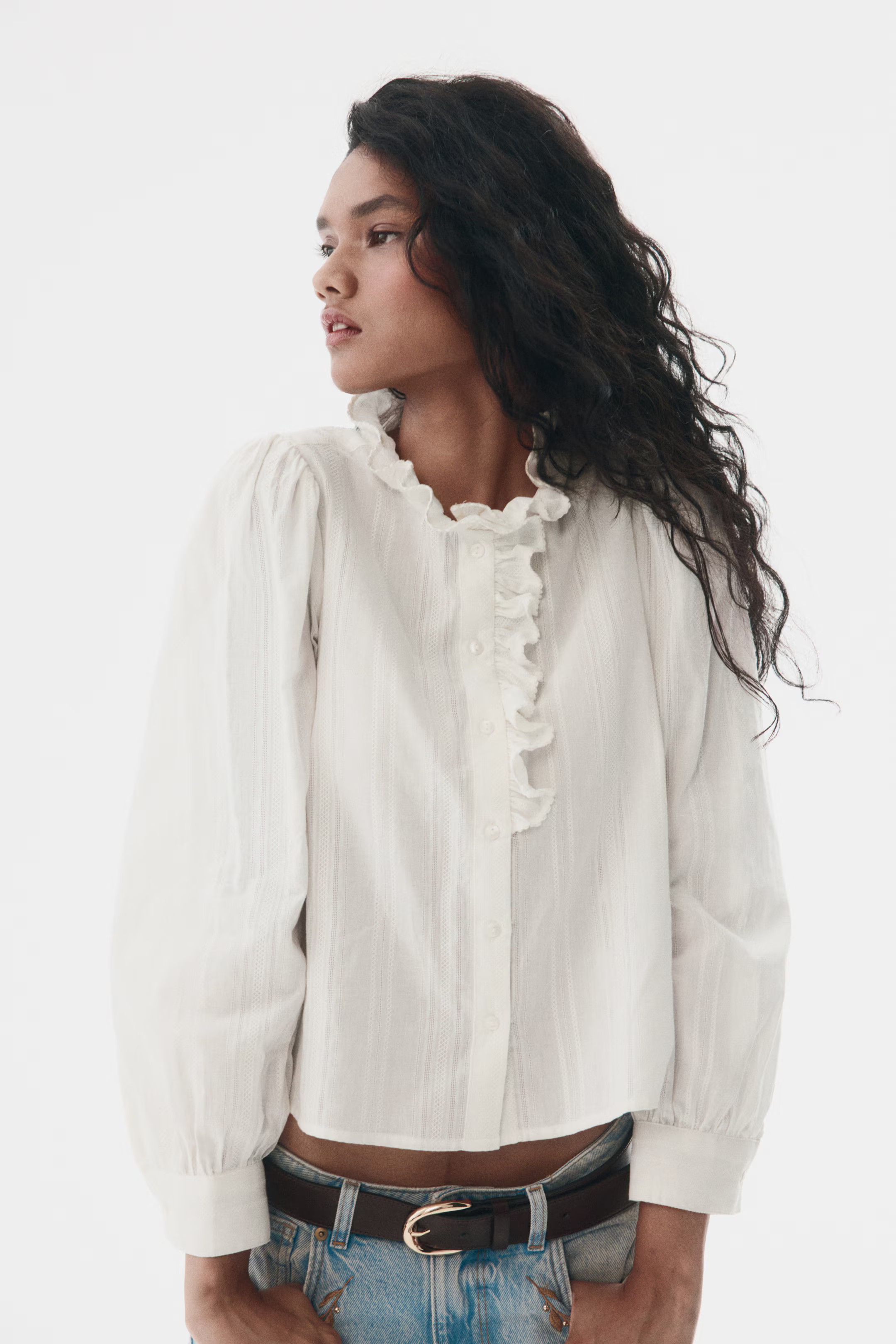 Frill-collared cotton blouse | H&M (UK, MY, IN, SG, PH, TW, HK)