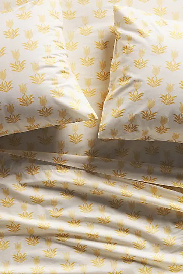 Jen Hewett Blockprinted Percale Sheet Set | Anthropologie (US)