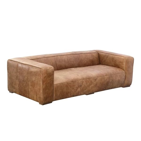 Sherron 101'' Genuine Leather Square Arm Sofa | Wayfair North America