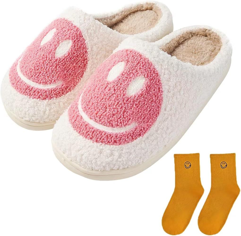 GRS GRANDROSÉ Women's Men's Retro Face Slippers Comfy Warm Plush Slip-On House Slipper for Winte... | Amazon (US)