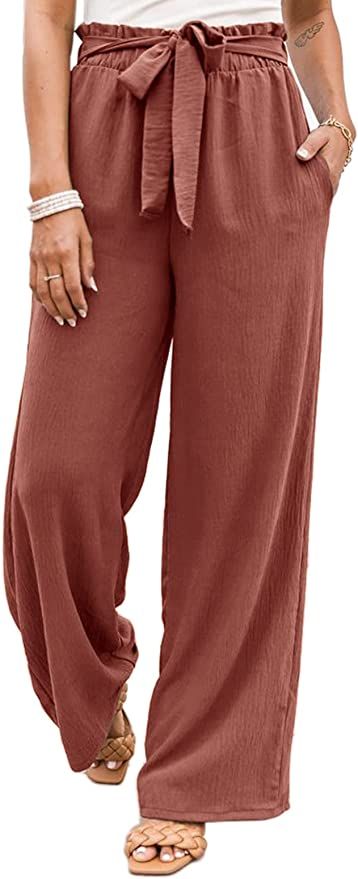 NIMIN Wide Leg Pants for Women High Waisted Business Casual Pants Work Pants Loose Flowy Summer B... | Amazon (US)