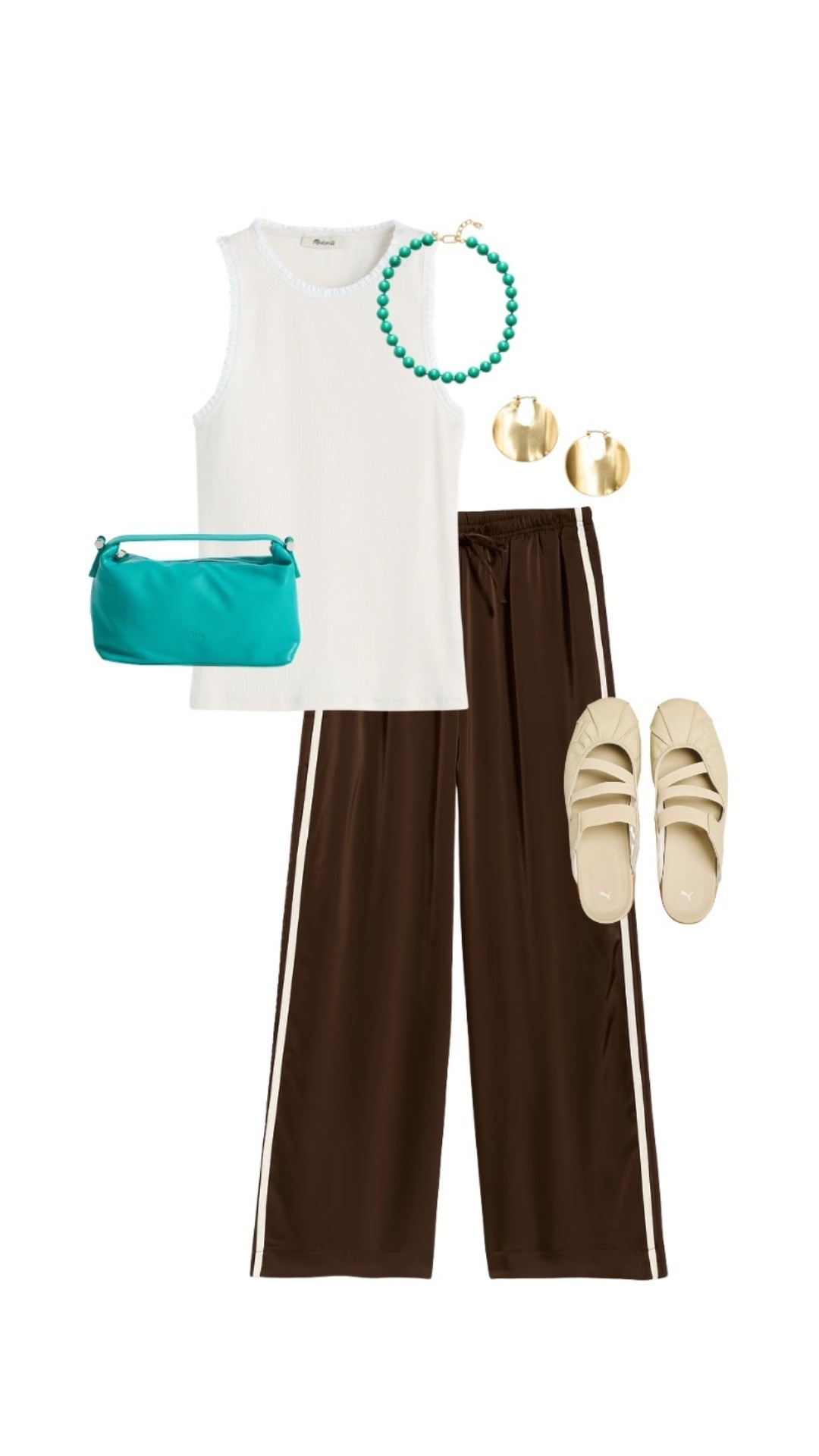 Love these brown satin track pants from Old Navy! This Madewell tank is a beautiful ivory color in person!

#LTKSaleAlert #LTKSeasonal #LTKWorkwear