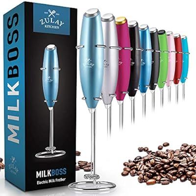 Zulay Original Milk Frother Handheld Foam Maker for Lattes - Whisk Drink Mixer for Bulletproof Co... | Amazon (US)