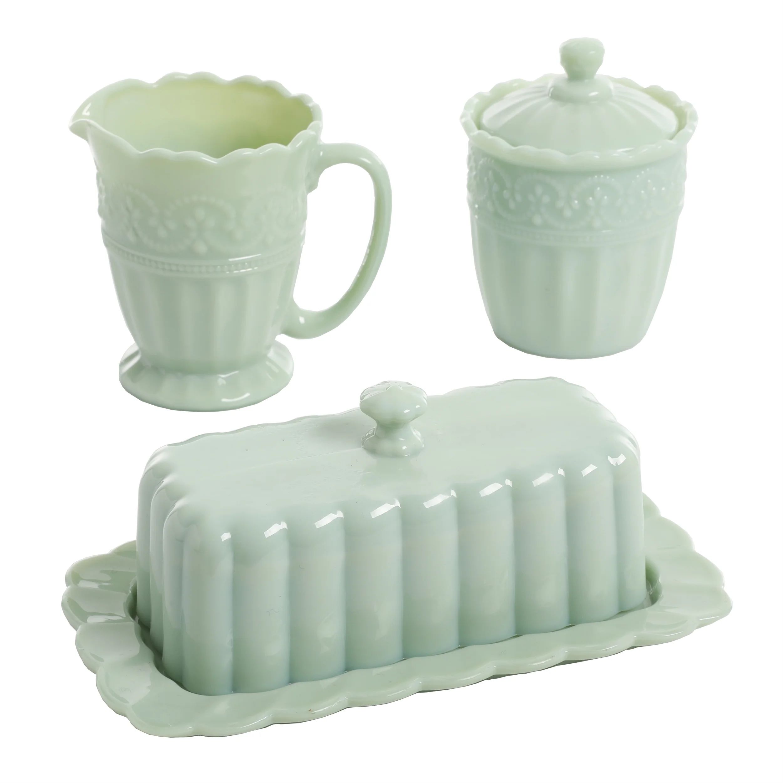 The Pioneer Woman Timeless Beauty Glass 3-Piece Sugar Bowl, Creamer & Butter Dish Set - Walmart.c... | Walmart (US)