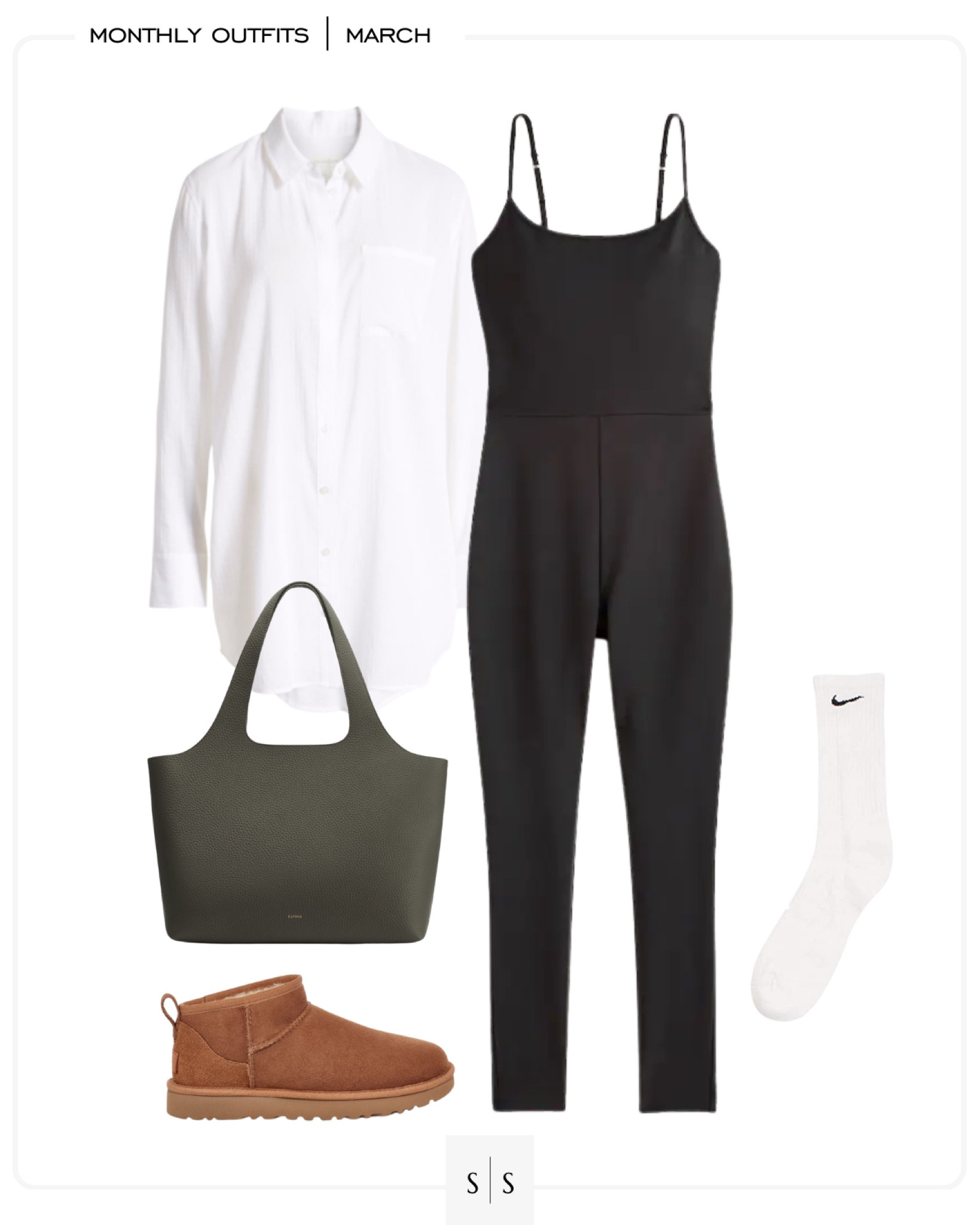 Monthly outfit planner : MARCH looks | #unitard #athleisure #buttonup #onesie #casualoutfit #classicstyle #casualchic #springoutfit | See entire calendar on thesarahstories.com ✨

#LTKstyletip #LTKfit