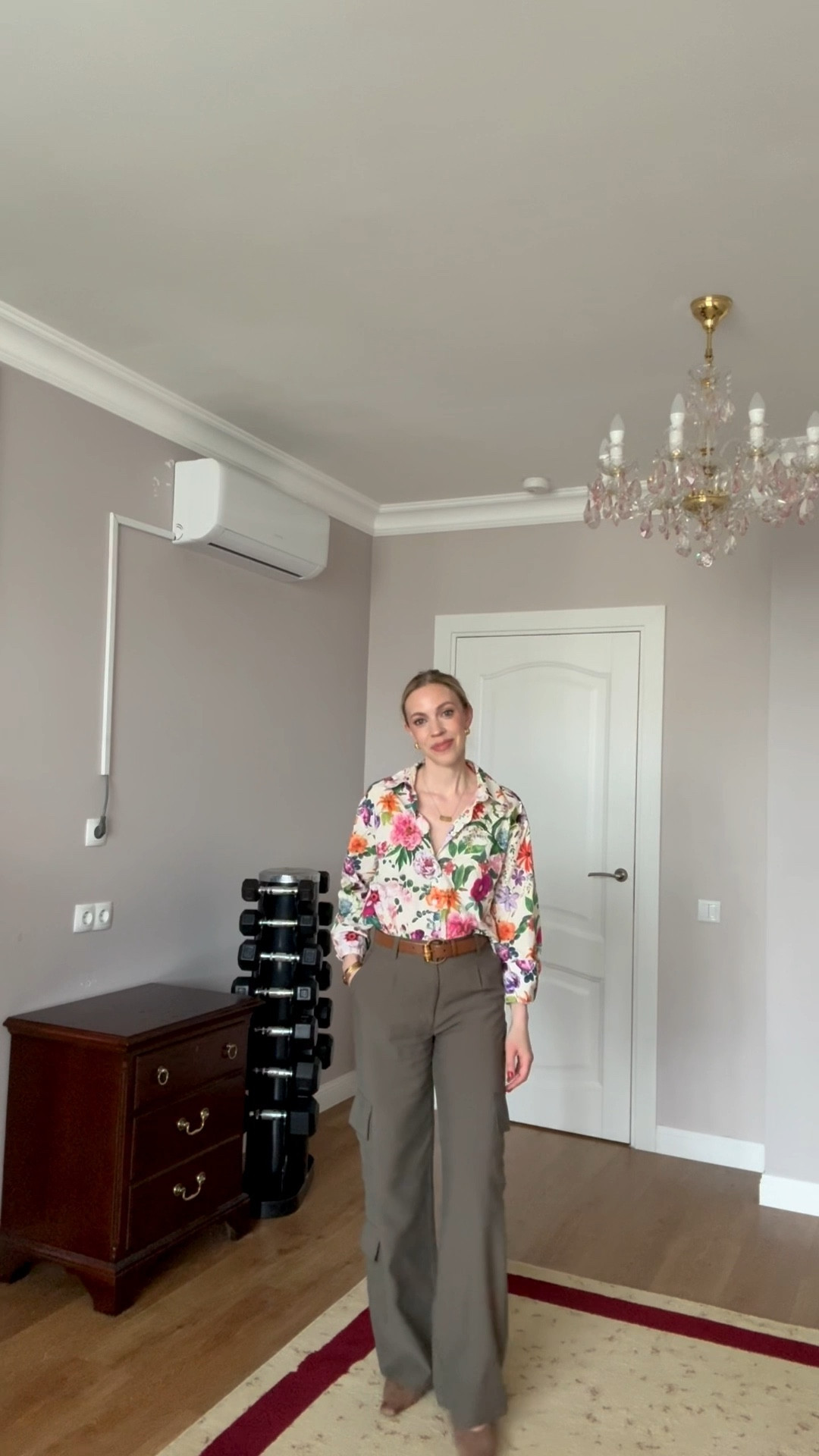 Work outfit, spring workwear, floral print shirt, wide leg cargo pants, suede mules (under $100!)

#LTKWorkwear #LTKootd #LTKOver40