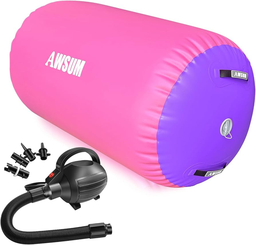 AWSUM 4ft L x 3ft Diam Air Roller Tumbling Barrel Mat Backbend Trainer for Gym Inflatable Gymnast... | Amazon (US)