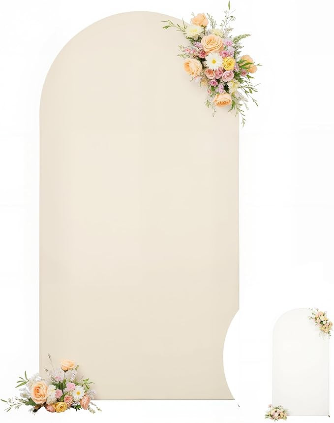 6FT Arch Backdrop Cover for Wedding, White Beige Stretchy Spandex Fitted Arch Stand Cover for Wed... | Amazon (US)