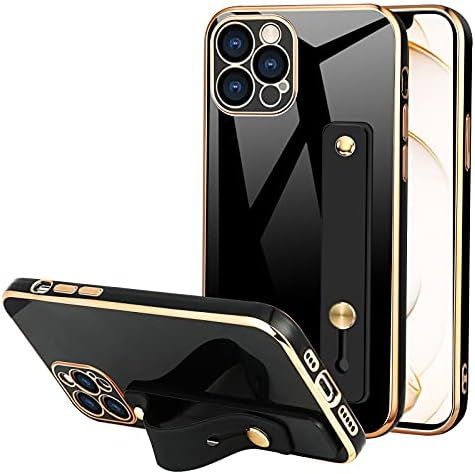 TEAUGHT for iPhone 13 Pro Max Case 6.7 Inch Soft TPU Black Plating with Adjustable Wristband Kicksta | Amazon (US)