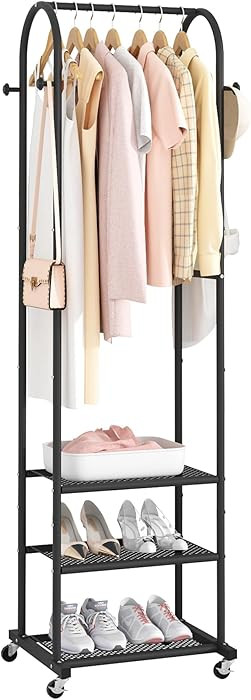 Heavy Duty Clothing Rack with Wheels,Modern Garment Rack with 3 Metal Shelves, 71.8Inches Display... | Amazon (US)