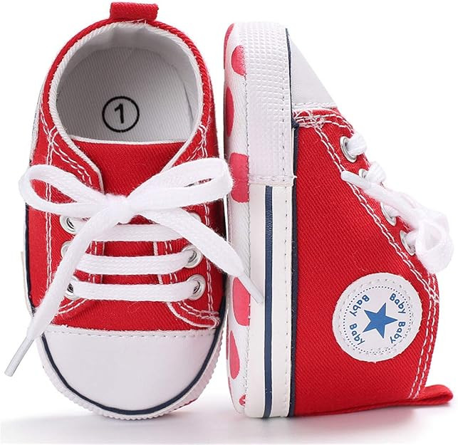 KIDSUN Unisex Baby Boys Girls High Top Sneaker Soft Anti-Slip Sole Newborn Infant First Walkers C... | Amazon (US)