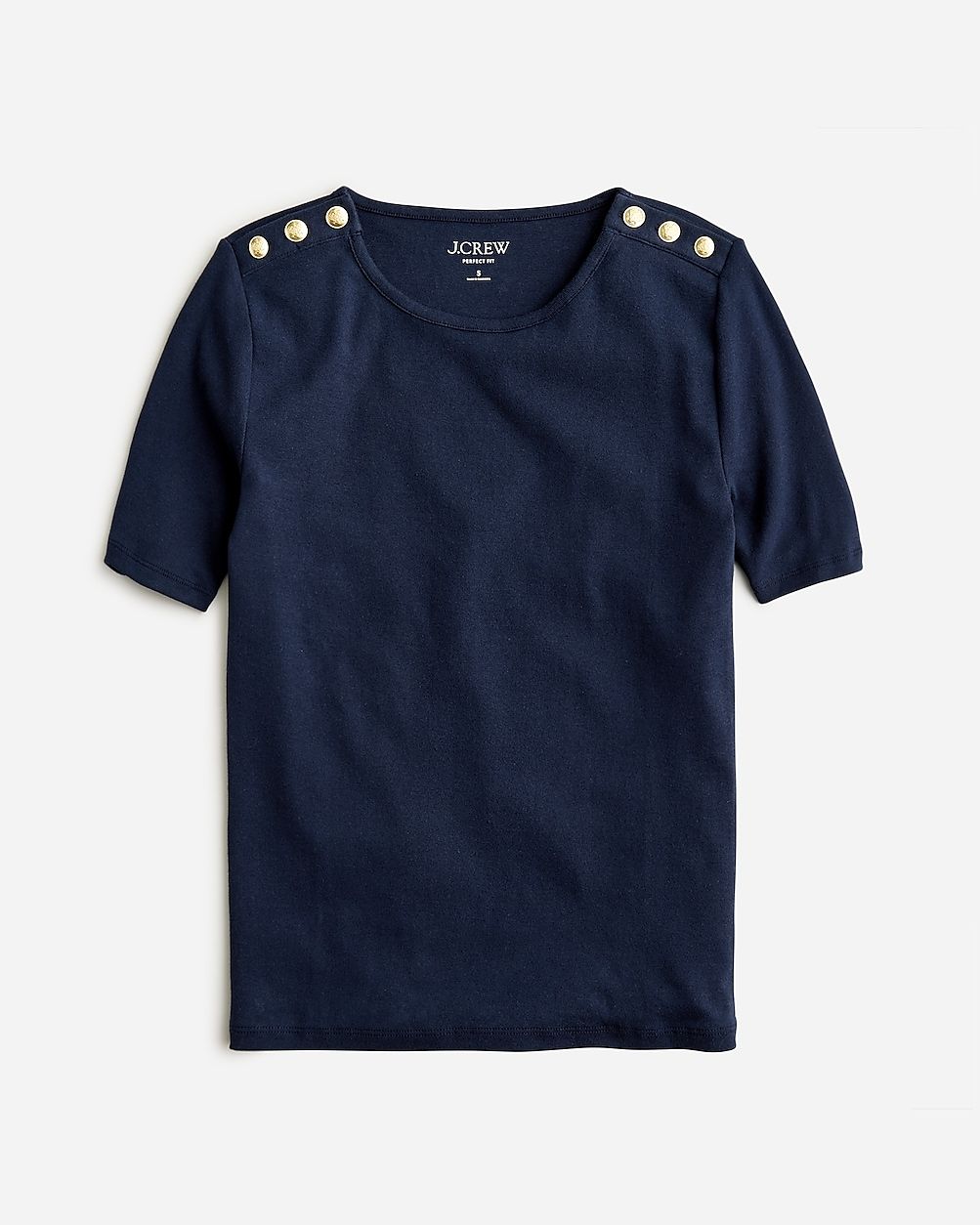 Perfect-fit elbow-sleeve T-shirt with buttons | J.Crew US