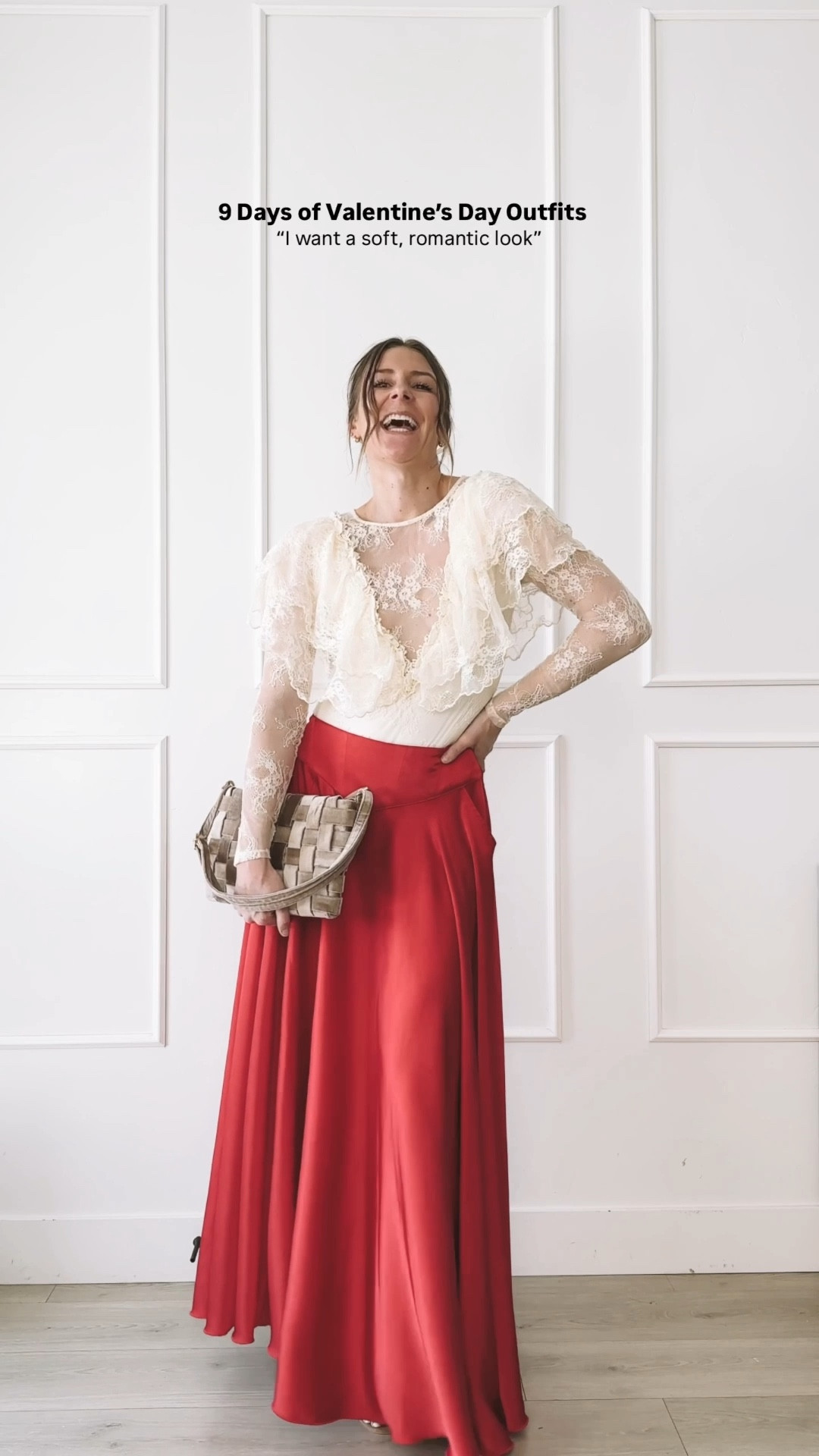Soft romantic Valentine’s outfit with a lace blouse and flowy red skirt. Feminine, elegant, and easy to rewear for date night, weddings, or special occasions.

#LTKootd #LTKValentine #LTKgrwm