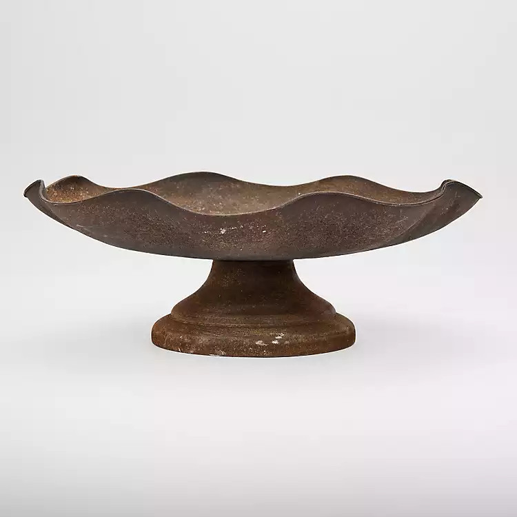 Antique Bronze Scalloped Metal Pedestal Bowl | Kirklands