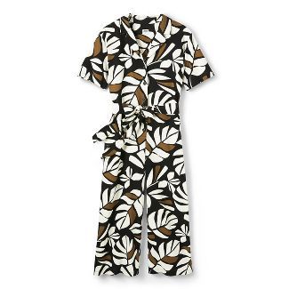Women's Neutral Botanical Print Tie-Front Jumpsuit - Tabitha Brown for Target Brown/Black | Target