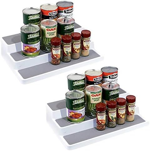 YCOCO 3-Tier Spice Rack Step Shelf Cabinet Non Skid Kitchen Organizer Waterproof 2 Pack | Amazon (US)
