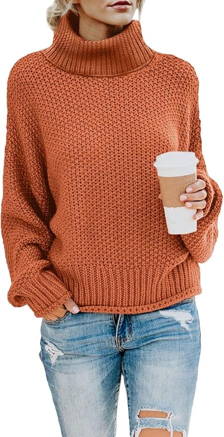 Asvivid Chunky Turtleneck Sweaters for Women Long Sleeve Knit Pullover Sweater Jumper Tops | Amazon (US)
