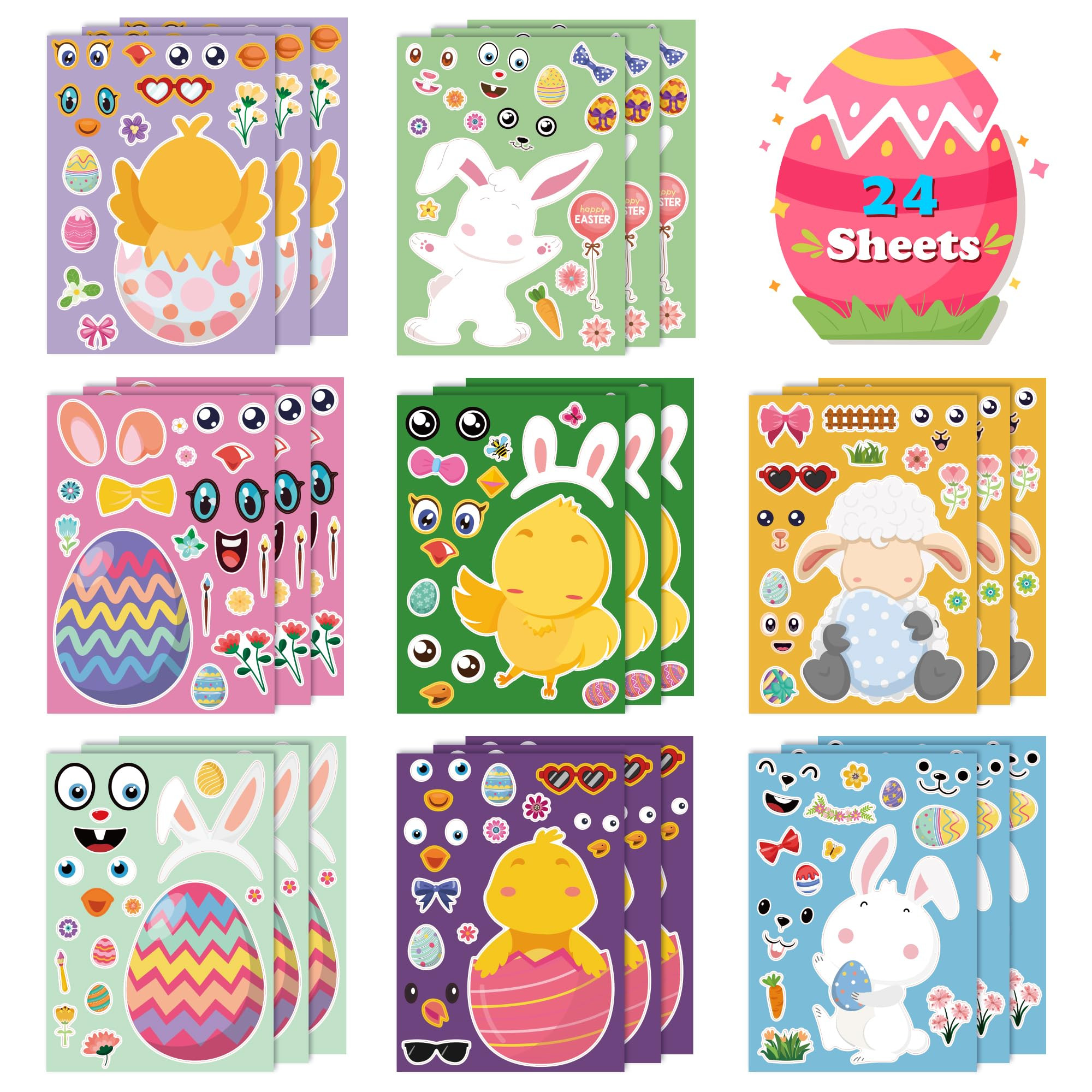 OHOME Easter Stickers - Easter Basket Stuffers for Kids - DIY Happy Easter Egg Bunny Sticker East... | Amazon (US)