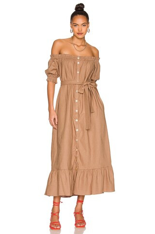 Tularosa Kami Midi Dress in Hazelnut from Revolve.com | Revolve Clothing (Global)