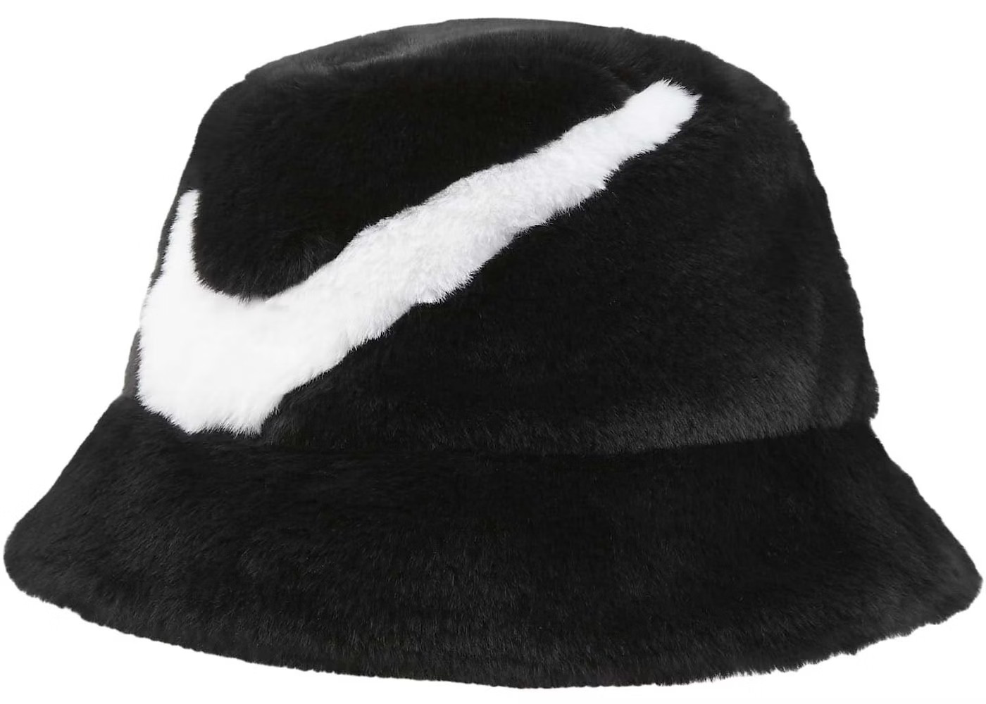 Nike Apex Faux Fur Swoosh Bucket HatBlack/White | StockX
