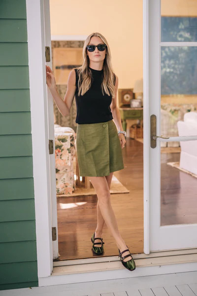 Mini Park Avenue Skirt - Moss Dupioni | Julia Amory