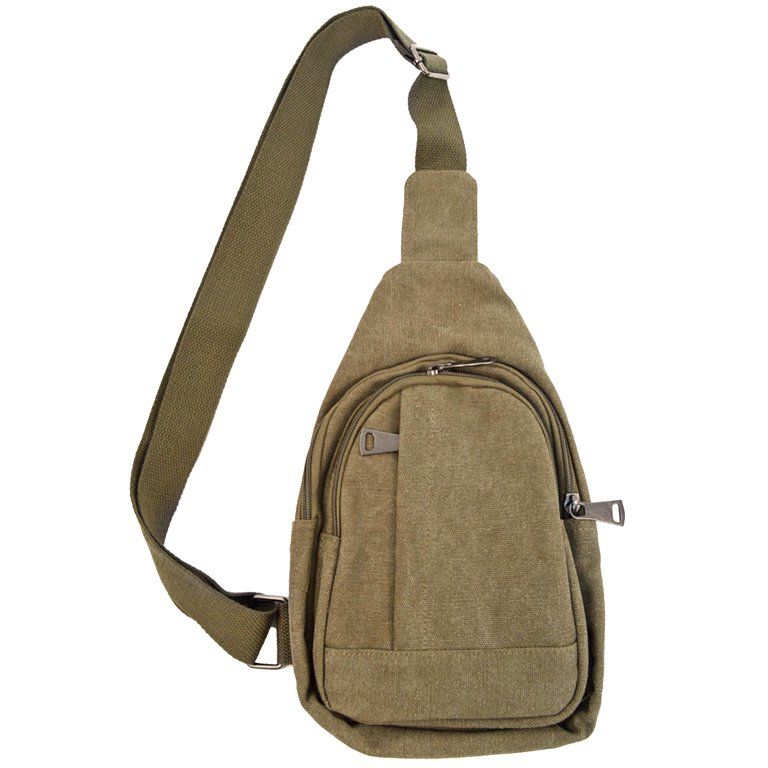 Mens Olive Cross Body Canvas Sling Bag Backpack With Adjustable Strap | Walmart (US)